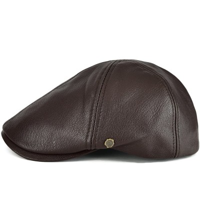 Newsboy Caps Lambskin Leather Ivy Caps Classic Ivy Hat Cap 6 Pannel Cabbie Beret hat - Light Brown - C7184TAAUM3 $27.22