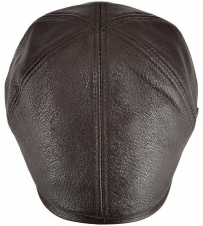 Newsboy Caps Lambskin Leather Ivy Caps Classic Ivy Hat Cap 6 Pannel Cabbie Beret hat - Light Brown - C7184TAAUM3 $27.22