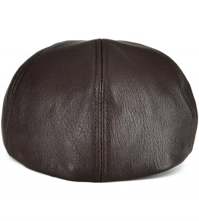Newsboy Caps Lambskin Leather Ivy Caps Classic Ivy Hat Cap 6 Pannel Cabbie Beret hat - Light Brown - C7184TAAUM3 $27.22