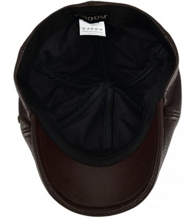 Newsboy Caps Lambskin Leather Ivy Caps Classic Ivy Hat Cap 6 Pannel Cabbie Beret hat - Light Brown - C7184TAAUM3 $27.22