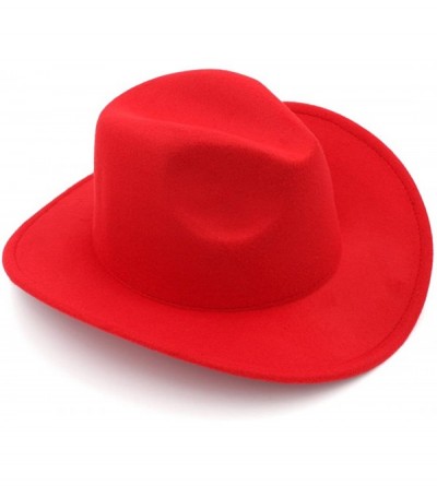 Cowboy Hats Women Men Felt Cowboy Hat Wool Blend Western Cowgirl Cap - Red - CT185XMKUU8 $13.87