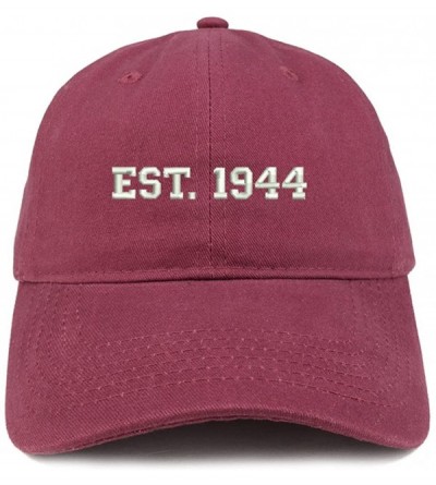 Baseball Caps EST 1944 Embroidered - 76th Birthday Gift Soft Cotton Baseball Cap - Maroon - CR180NMG9UZ $20.98