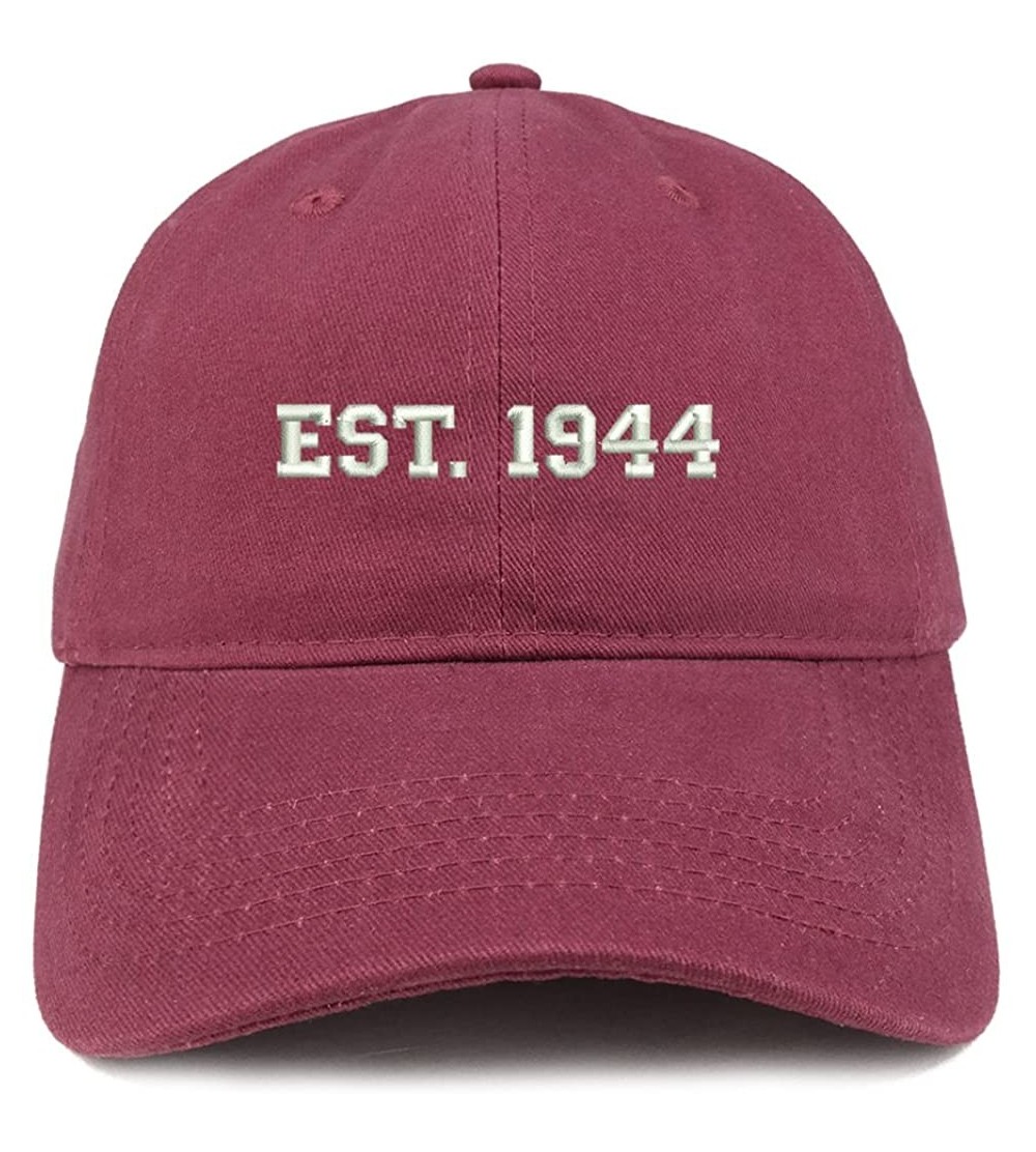 Baseball Caps EST 1944 Embroidered - 76th Birthday Gift Soft Cotton Baseball Cap - Maroon - CR180NMG9UZ $20.98