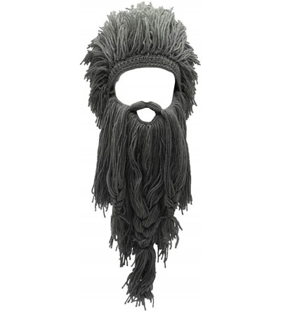 Skullies & Beanies Wig Beard Hats Handmade Knit Warm Winter Caps Ski Funny Mask Beanie for Men Women - Crazy Gray - C318LT98K...