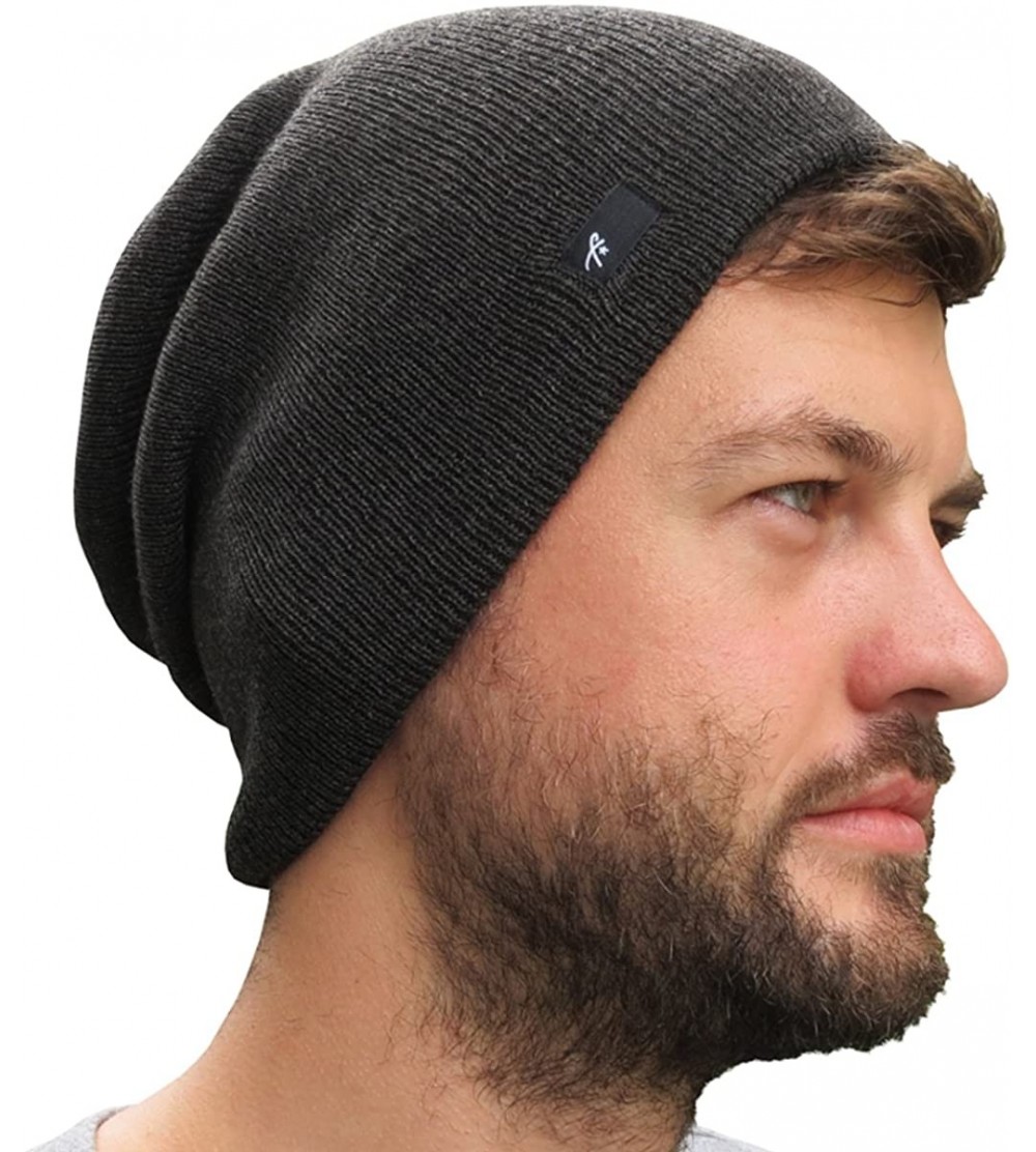 Skullies & Beanies Slouch Beanie Cap Winter Hat for Men or Women - Charcoal - C812NBYI07X $16.63