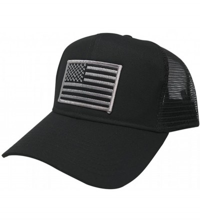 Baseball Caps USA American Flag Patch Snapback Trucker Mesh Cap - Black - Subdued Grey - CB121WZ3BMR $23.00