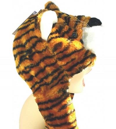 Skullies & Beanies Plush Faux Fur Animal Critter Hat Cap - Soft Warm Winter Headwear (Wolf) - Paw Tiger - CI11BMDKKAP $9.64