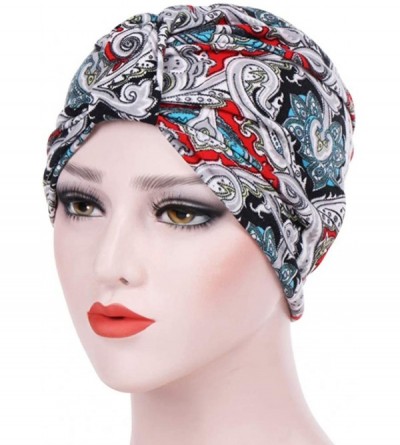 Skullies & Beanies Women Flower Elastic Turban Beanie Wrap Chemo Cap Hat - White 2 - CD182IOKLIT $12.66