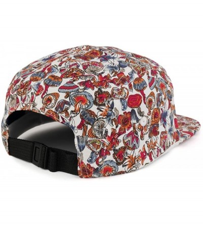 Baseball Caps 5-Panel Lightweight Unstructured Mushroom Flower Print Flatbill Snapback Cap - Red - CM17YR8ZQII $22.31
