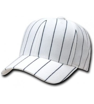 Baseball Caps Pinstripe Baseball Adjustable Hat Cap- White - CQ114HXK37D $11.62