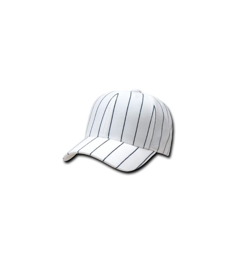 Baseball Caps Pinstripe Baseball Adjustable Hat Cap- White - CQ114HXK37D $11.62