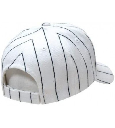 Baseball Caps Pinstripe Baseball Adjustable Hat Cap- White - CQ114HXK37D $22.09