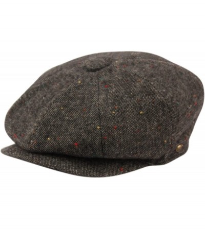 Newsboy Caps Men's Classic 8 Panel Wool Blend newsboy Snap Brim Collection Hat - Tweed Grey - CF12MEH2AXR $33.25