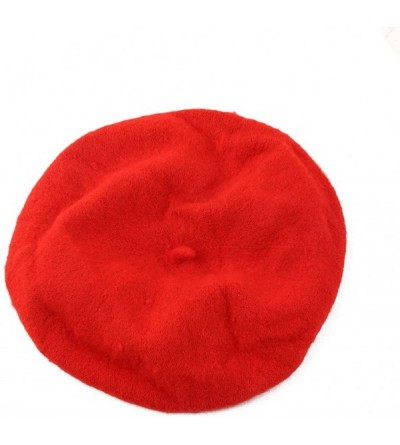 Skullies & Beanies Girl Solid Color Warm Winter Beret French artist Beanie Hat Ski Cap - Red - CE188YX326R $10.81