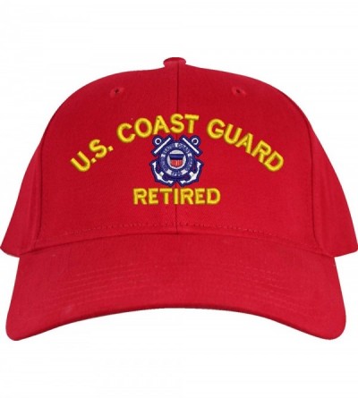 Baseball Caps U.S. Coast Guard Retired Embroidered Cap - Red - Low Profile - Cotton Twill - Usa - C318OXXNO3T $65.05
