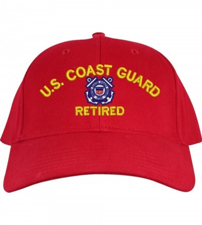 Baseball Caps U.S. Coast Guard Retired Embroidered Cap - Red - Low Profile - Cotton Twill - Usa - C318OXXNO3T $26.19