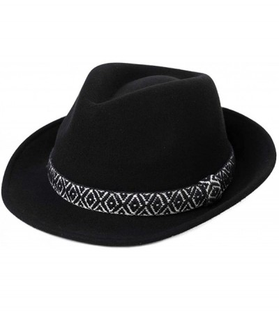 Fedoras 1920s 100% Wool Felt Homburg Gangster Fedora Manhattan Derby Hat Unisex 55-60CM - 99700_black - CN18HTM0WGL $18.45