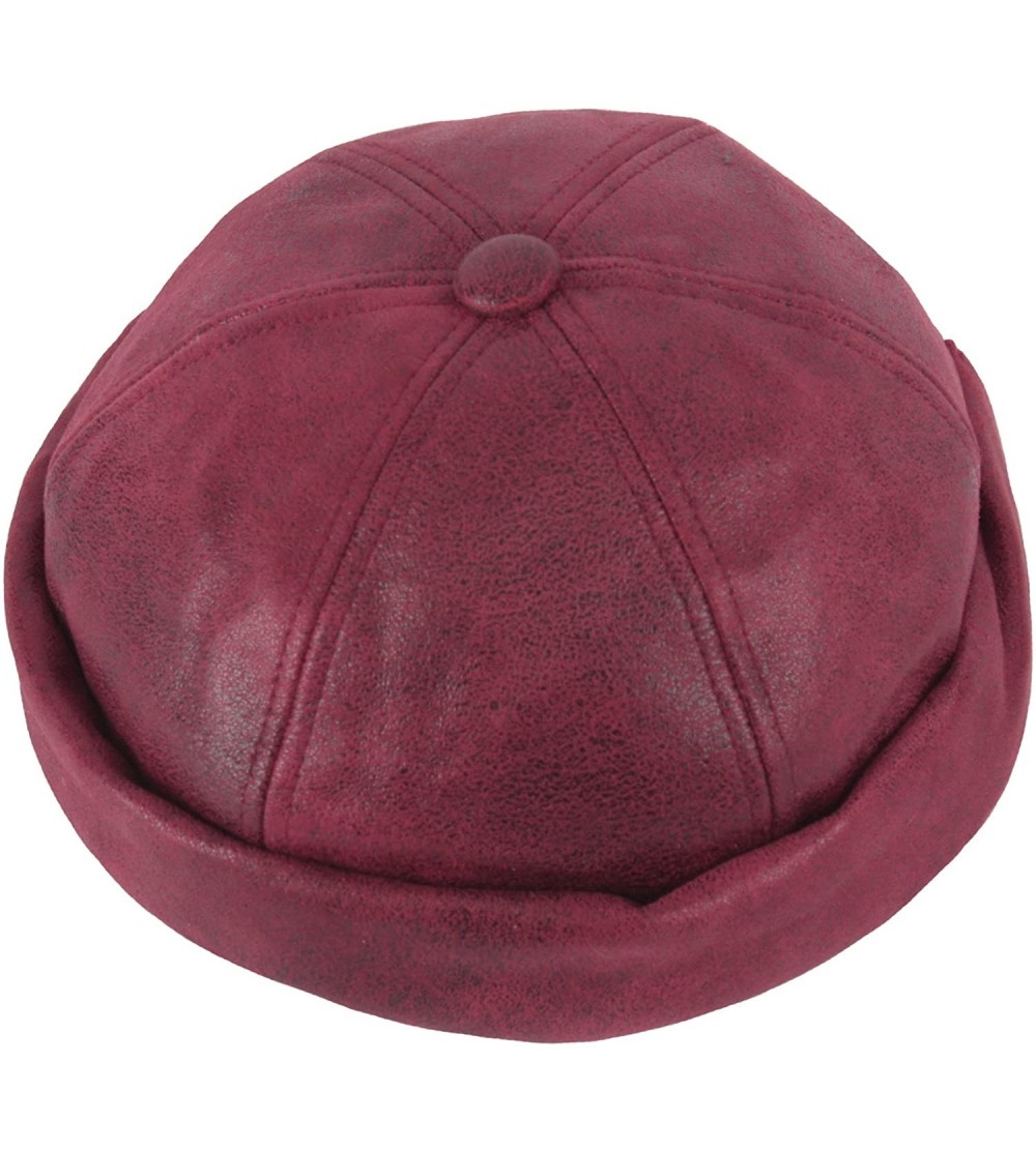 Baseball Caps Irish Faux Leather No Bill Fashion Sexy Club Ball Cap Baseball Hat Truckers - Red - CP185E3RYC3 $24.42