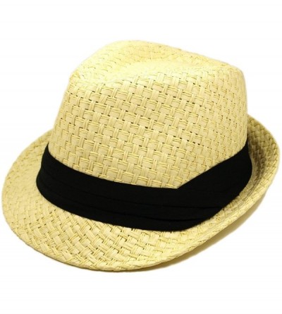 Fedoras Premium Classic Natural Fedora Straw Hat with Black Band - CS1107LKDID $14.16