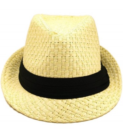 Fedoras Premium Classic Natural Fedora Straw Hat with Black Band - CS1107LKDID $14.16