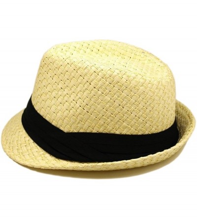 Fedoras Premium Classic Natural Fedora Straw Hat with Black Band - CS1107LKDID $14.16