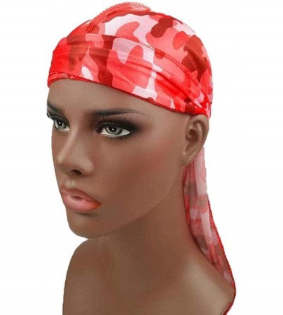 Skullies & Beanies Durag Headwear Pirate Cap for Men Women Unisex Solid Color Turban Chemo Hat Headband - Red-1 - C818NILU3ER...