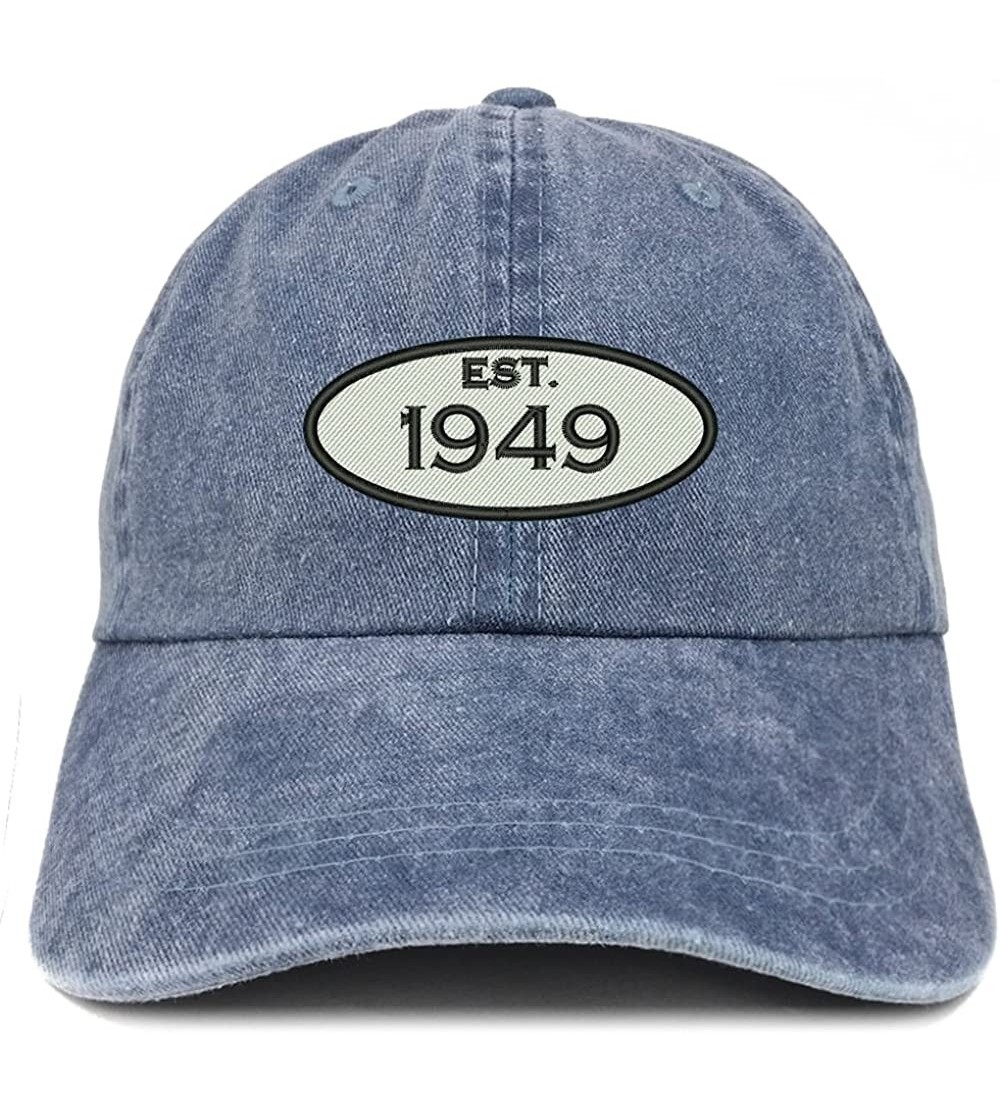 Baseball Caps Established 1949 Embroidered 71st Birthday Gift Pigment Dyed Washed Cotton Cap - Navy - CD12O23N1KO $13.58