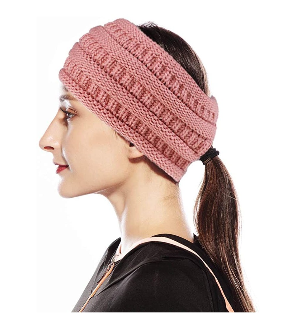 Cold Weather Headbands Womens Winter Warm Beanie Headband Soft Stretch Skiing Cable Knit Cap Ear Warmer Headbands - CS18ZEZE5...