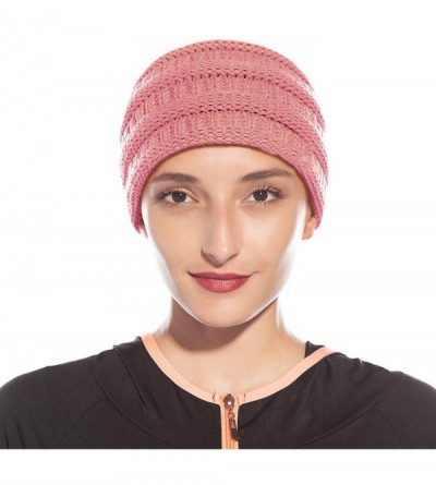 Cold Weather Headbands Womens Winter Warm Beanie Headband Soft Stretch Skiing Cable Knit Cap Ear Warmer Headbands - CS18ZEZE5...