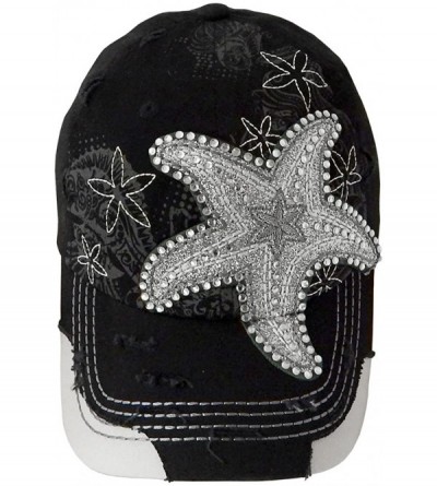 Baseball Caps Metallic Starfish Cap in Black - CT1258LMGSB $19.76