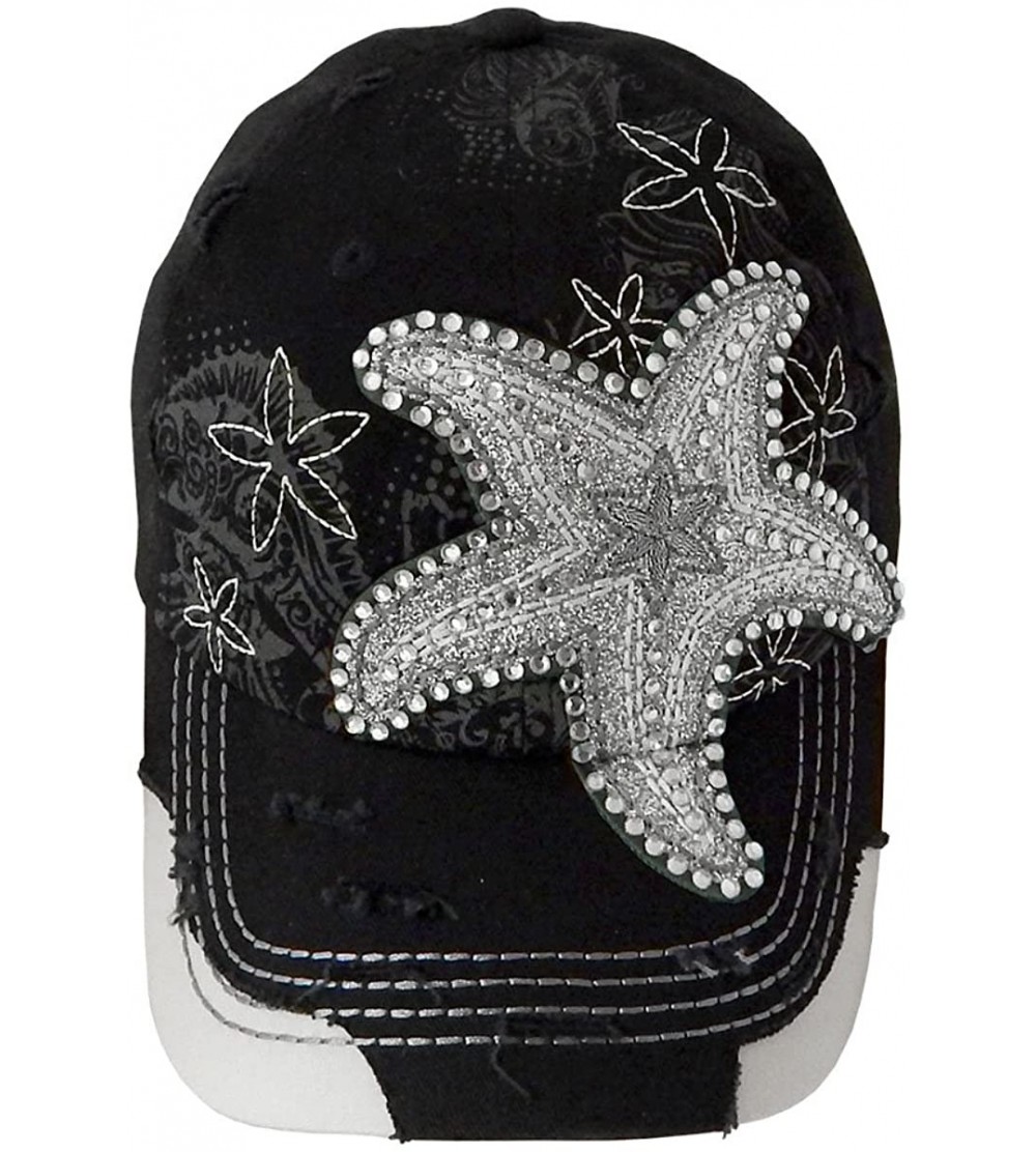 Baseball Caps Metallic Starfish Cap in Black - CT1258LMGSB $29.84