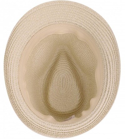 Fedoras Panama Style Trilby Fedora Straw Sun Hat with Leather Belt - 8374_natural 1 - CI18S8ZDKZ7 $12.99