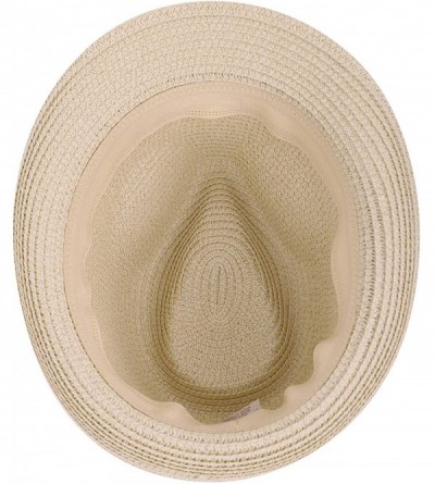 Fedoras Panama Style Trilby Fedora Straw Sun Hat with Leather Belt - 8374_natural 1 - CI18S8ZDKZ7 $12.99