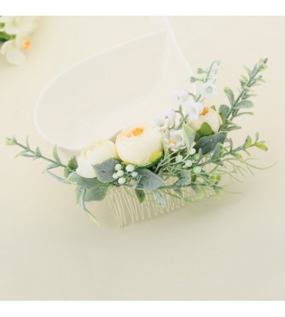 Headbands Floral Crown Green Headpiece Bridal Accessories Wedding Crown (Head-comb) - Head-comb - CO18G2I824K $12.64