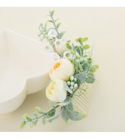 Headbands Floral Crown Green Headpiece Bridal Accessories Wedding Crown (Head-comb) - Head-comb - CO18G2I824K $12.64