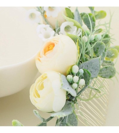 Headbands Floral Crown Green Headpiece Bridal Accessories Wedding Crown (Head-comb) - Head-comb - CO18G2I824K $12.64