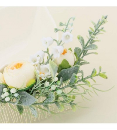 Headbands Floral Crown Green Headpiece Bridal Accessories Wedding Crown (Head-comb) - Head-comb - CO18G2I824K $12.64