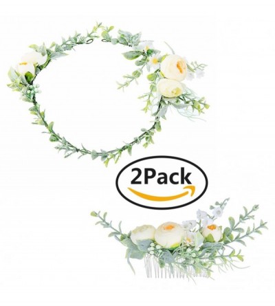 Headbands Floral Crown Green Headpiece Bridal Accessories Wedding Crown (Head-comb) - Head-comb - CO18G2I824K $12.64