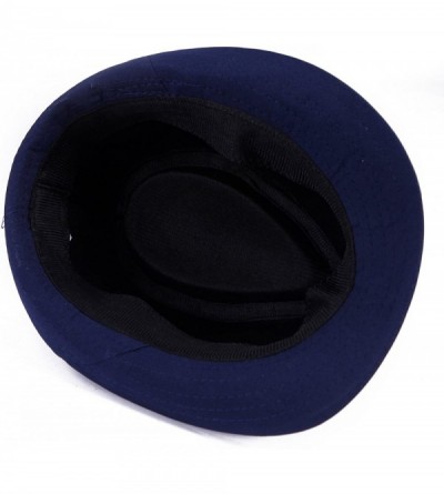 Fedoras Kid's Short Brim Trilby Fedora Hat - Navy Blue - CP12ELW24SP $10.75