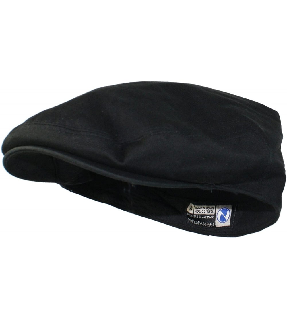 Newsboy Caps Street Easy Traditional Solid Cotton Newsboy Cap - Black - C6183Z60WLY $15.60