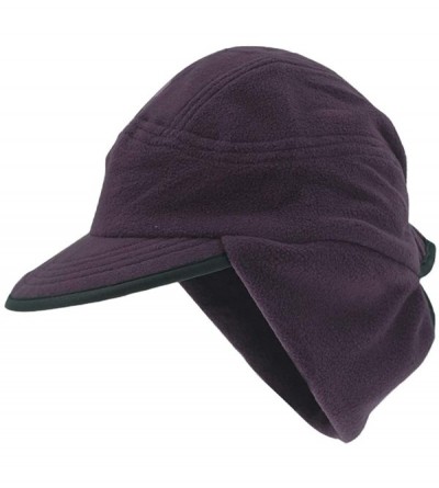 Skullies & Beanies Winter Warm Skull Cap with Earflap Outdoor Windproof Fleece Visor Hat - Dark Purple - C712NULPGMZ $21.06