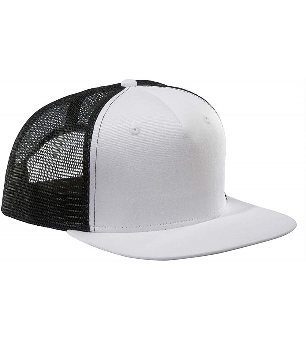 Baseball Caps Mens Surfer Trucker Cotton Twill Cap - White/Black - CT11M9BKGYF $7.31