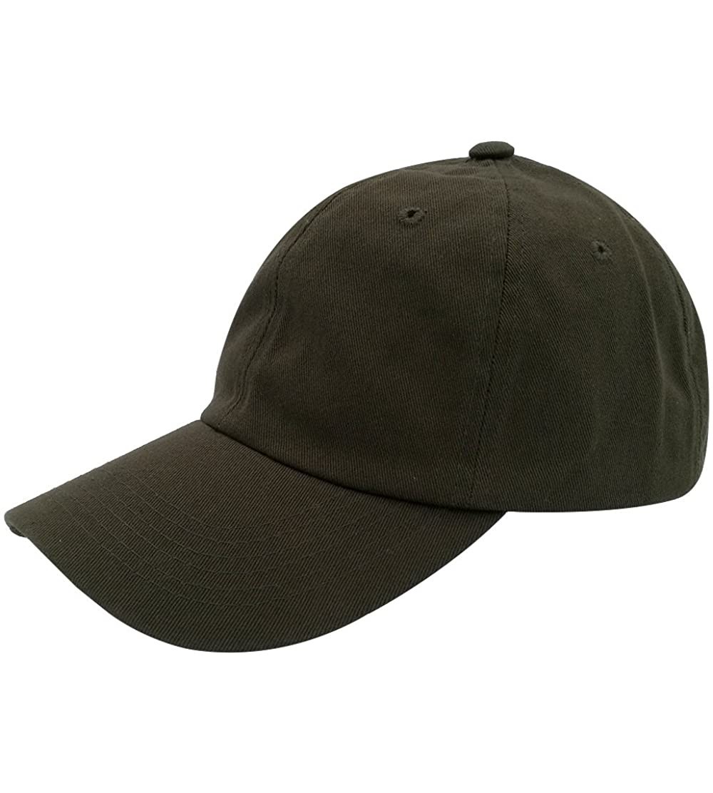 Baseball Caps Cotton Plain Baseball Cap Adjustable .Polo Style Low Profile(Unconstructed hat) - Green Earth Color - C3185K643...