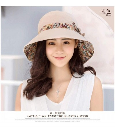 Sun Hats Women Wide Brim Cap UV Protection Sun Hats Visor Hats Multiple Wearing Methods - Beige - CZ18QYAEUUA $10.40