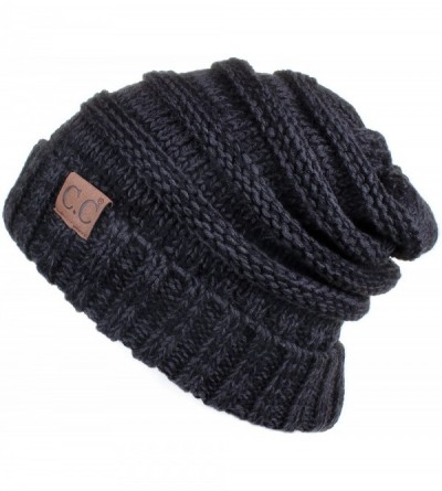 Skullies & Beanies Hatsandscarf Exclusives Unisex Beanie Oversized Slouchy Cable Knit Beanie (HAT-100) - Black/Grey - C21865K...