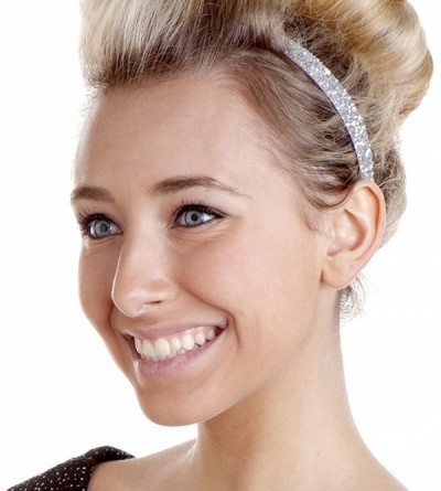 Headbands Women's Adjustable NO Slip Skinny Bling Glitter Headband - Silver - CR11VD078WB $7.42