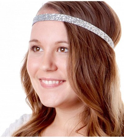 Headbands Women's Adjustable NO Slip Skinny Bling Glitter Headband - Silver - CR11VD078WB $7.42