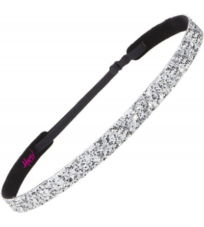 Headbands Women's Adjustable NO Slip Skinny Bling Glitter Headband - Silver - CR11VD078WB $7.42