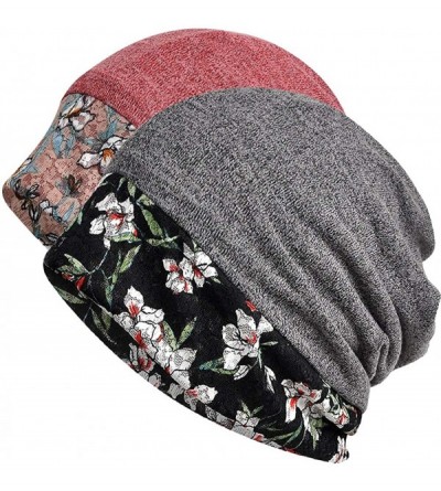 Skullies & Beanies Womens Cotton Beanie Chemo Caps for Cancer Patients - 2pack-a With Warm Fleece Lining - C218A8OG9HN $15.88