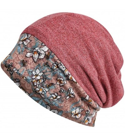 Skullies & Beanies Womens Cotton Beanie Chemo Caps for Cancer Patients - 2pack-a With Warm Fleece Lining - C218A8OG9HN $15.88